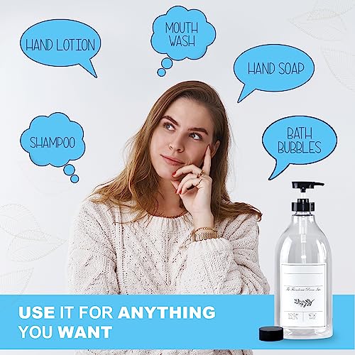 The Farmhouse Room Inc. Soap Dispenser Bathroom - Pump Bottle Dispenser for Laundry Detergent Liquid - BPA Free & PET Plastic 1/2 Gallon Bottle with Waterproof Label for Household Products - 64oz - style: Blank Labeled Bottle