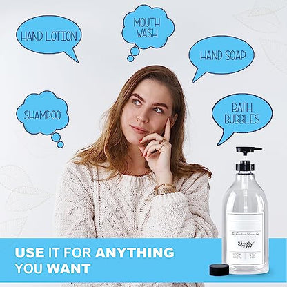 The Farmhouse Room Inc. Soap Dispenser Bathroom - Pump Bottle Dispenser for Laundry Detergent Liquid - BPA Free & PET Plastic 1/2 Gallon Bottle with Waterproof Label for Household Products - 64oz - style: Blank Labeled Bottle