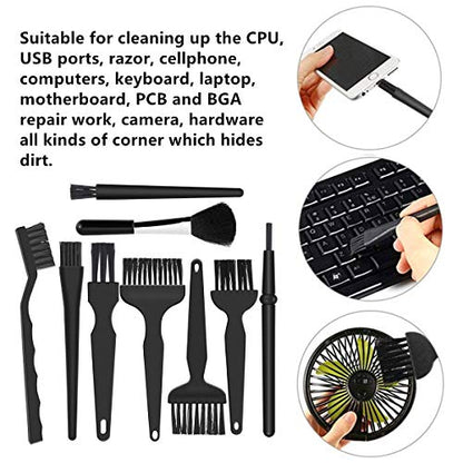 9 in 1 Anti Static Brushes Small Cleaning Kit Multi-Purpose Nylon Brush for Keyboard, PC Motherboards, Camera, Phone, Laptop, MacBook, Computer