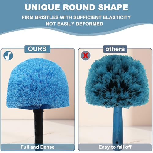2 Pack Cobweb Duster Head Brush-Twist-On Spider Web Brush for Outdoor & Indoor Web Cleaning // Fits Standard Acme Threaded Poles // Cobweb Duster Brush Head Only-Blue