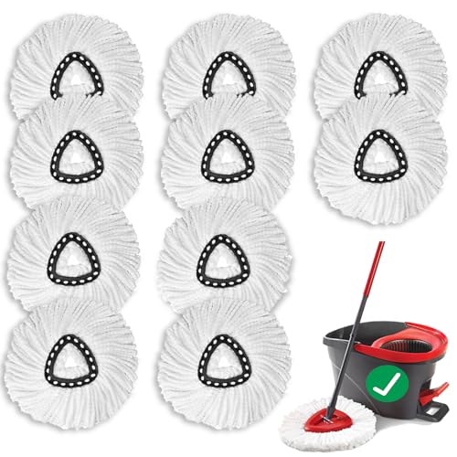 10 PCS Spin Mop Replacement Head,100% Microfiber Mop Heads Replacements Compatible with Cedar Easywring 1-Tank System, 360 Degree Round Mop Refills for Easy House Cleaning Floor Mopping - size: 10PCS