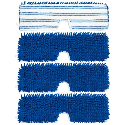 4 Pack Mop Heads Replacements Compatible for Ocedar Dual-Action Microfiber Flip Mop, Double Sided Mop Replace Head Mop Refills with Microfiber & Chenille for Dry Wet Use, Reusable, Machine Washable - color: Bule-white Mop Heads Replacements for Ocedar Dua