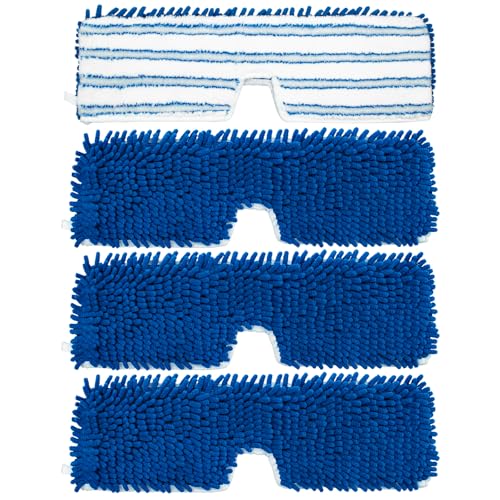 4 Pack Mop Heads Replacements Compatible for Ocedar Dual-Action Microfiber Flip Mop, Double Sided Mop Replace Head Mop Refills with Microfiber & Chenille for Dry Wet Use, Reusable, Machine Washable - color: Bule-white Mop Heads Replacements for Ocedar Dua