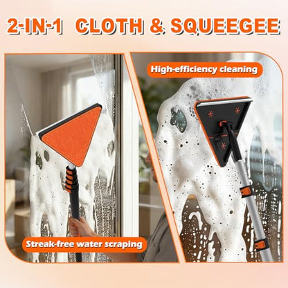 SISUPASSIE 24FT Duster Cleaner Kit, Dusters for Cleaning with Extension Pole, Baseboard & Wall and Window Cleaner Mop for Fan Blades, High Ceiling and Cobweb - size: 24FT