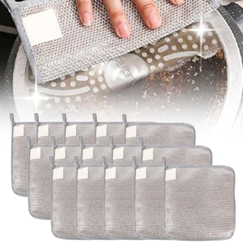 Jiexily 2025 New Multipurpose Wire Dishwashing Rags for Wet and Dry, Metal Scrubbing Pads Sponge Cloths Towels Clean, Non-Scratch Wire Dishcloth for Home Kitchen Dishes, Sinks (15 Pcs) - color: 15 Pcs