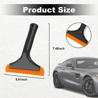 Ziciner Small Silicone Window Squeegee, Car Windshield Water Blade Squeegee, Multifunctional Auto Squeegee with 5.9 Inch Blade and Non-Slip Handle for Car Window, Mirror, Home Cleaning (Black) - color: Black-1pcs