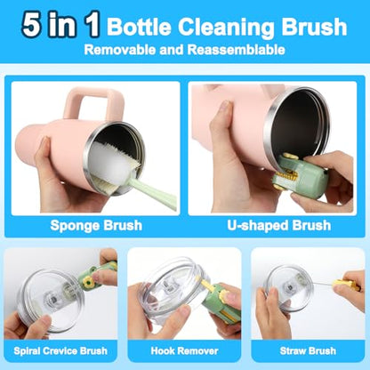 XANGNIER 5 in 1 Bottle Cleaning Brush Set,Multifunctional Water Bottle Brush and Straw Cleaner Brush,Cleaning Tool Kit for Owala/Stanley/Yeti/Simple Modern Tumbler Cup Accessories,Kitchen Gadgets - size: 7 pack