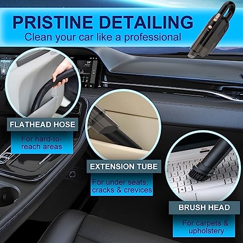 JUSTTOP Car Vacuum Portable Cleaner,9000Pa Vacuum Cleaner and Air Duster,120W high Power Wet&Dry Handheld mini Vacuum Cleaner,Multiple Accessories for Car,Home, Office