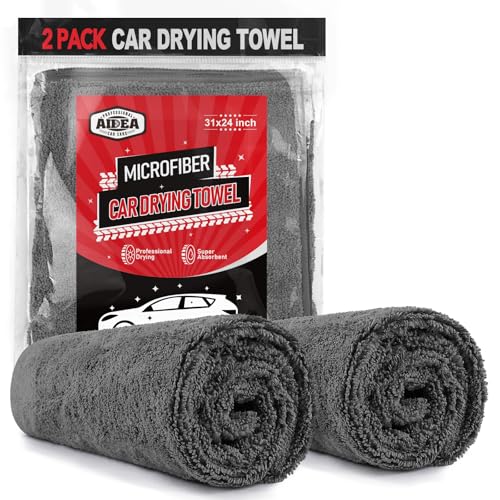 AIDEA Microfiber Towels for Cars-2PK, Large Professional Car Drying Towel, Scratch-Free & Absorbent Drying Towel for Cars, SUVs, RVs, Trucks, and Boats, 24inx 31in, Grey - color: Grey, size: 24inx31in