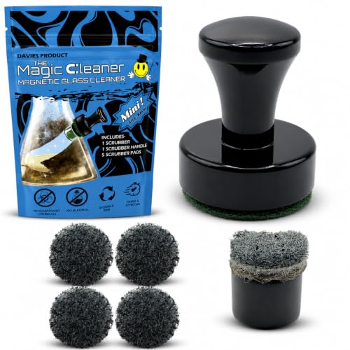 The Glass Cleaner Magnetic Kit | Mini/Small, 9.5 mm Size | For Water Pipes, Vases, Windows, Aquariums and Small & Unique Sizes | Cleans Hard to Reach Stain | Magnet Glass Cleaner | Free Scrubber Pads