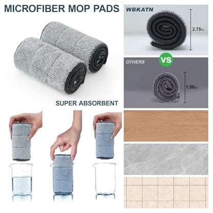 16 Inch Dual-Bucket Spin Mop Set, ， Hands-Free Wringing System，360° Rotating Flat Mop with Separate Clean & Dirty Water, Aluminum Alloy Head & 8 Microfiber Pads