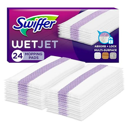 Swiffer WetJet Hardwood Floor Cleaner Spray Mop Pad Refill, Bathroom Cleaning Supplies, Hardwood Floor Cleaner, Multi Surface, 24 Count - size: 24 Count (Pack of 1)