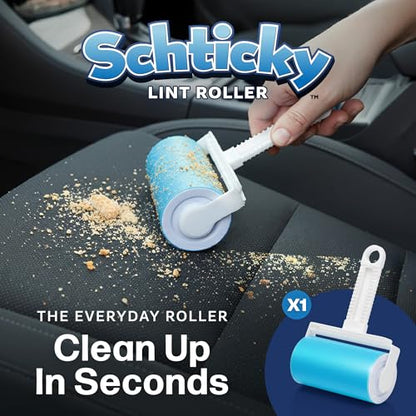 Schticky Lint Roller Set - Reusable & Washable Lint Roller Cleaner for Clothes Sofa Furniture Car Cat Dog Hair - Clean in a Quicky with Schticky (2 Piece)
