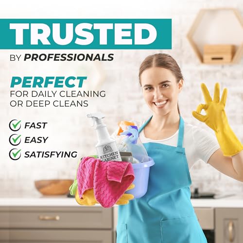 Kitchen Cabinet Cleaner – Gentle, Residue-Free and Effective Everyday Degreaser & Grime Remover for Wood, Painted and Finished Furniture - Complete with Cleaning Brush & Cabinet Cleaner Spray 32oz