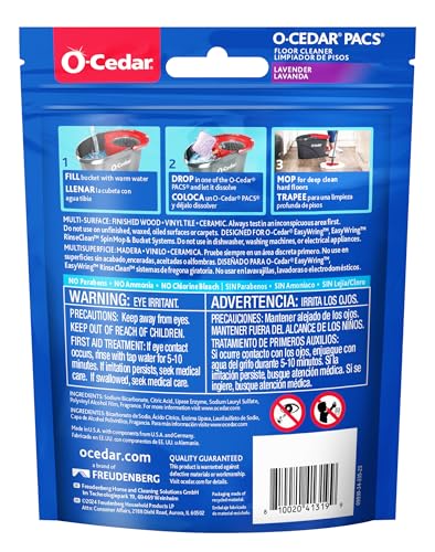 O-Cedar EasyWring Microfiber Spin Mop & Bucket Floor Cleaning System + 2 Extra Mop Head Replacements with Lavender Pac (Variety Pack) - size: EW + 2 Refills W/Lavender PACS
