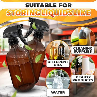 12 Pack Universal Spray Nozzle for Bottles – Leak-Proof Fix of Broken Sprayers in Seconds with Spray Bottle Nozzle Replacement, Fits 8 Oz & 16 Oz Bottles, Trim-To-Fit Tube, Mist & Stream Modes (Black) - color: Black, size: 12 Pack