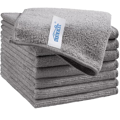HOMEXCEL Grey Microfiber Cleaning Cloth, 8 Pack Cleaning Towels for Kitchen, Lint Free, Scratch-Free, Highly Absorbent, and Reusable Cleaning Rags for House, Window and Glass, Cars, 11.5 X11.5 inch - color: Grey