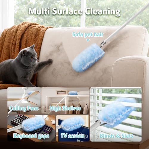 30 Count Heavy Duty Duster Refills with 3 ft Extendable Handle Starter Kit, Compatible with Swiffer Disposable Microfiber Feather Dusters for Cleaning Home - color: 30 Count+ 1 Handle