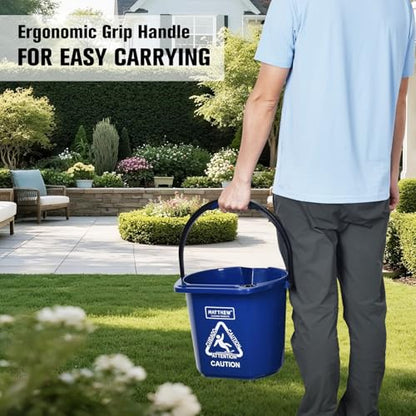 Matthew Cleaning 4.2 Gallon Mop Bucket, Heavy Duty Plastic Cleaning Bucket with Built-in Pour Spout, Mop Holder and Comfort Grip Handle, House and Commercial Cleaning Supplies, 2 Pack Blue - color: Blue, size: 2 Pack