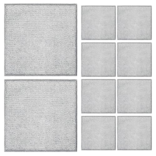 INOOMP 10pcs Reusable Wire Mesh Dishwashing Rags Scrub Pads Silver Double-Layer Kitchen Cleaning Cloths for Non-Scratch Dish and Bowl Washing