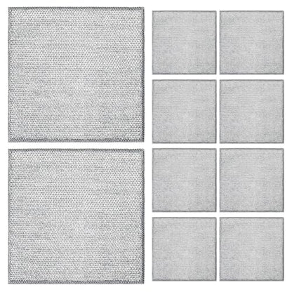 INOOMP 10pcs Reusable Wire Mesh Dishwashing Rags Scrub Pads Silver Double-Layer Kitchen Cleaning Cloths for Non-Scratch Dish and Bowl Washing