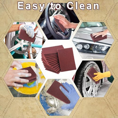 100 Pcs General Purpose Scuff Pads 6 X 9 Inch Red Abrasive Hand Sanding Non-Woven Aluminum Oxide Abrasive Pads Set for Surface Preparation Scuffing Scouring Blending Cleaning