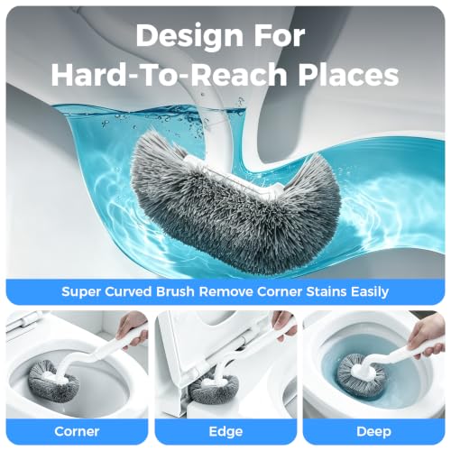 Bathroom Toilet Brush, OSCIOSS Toilet Cleaner Brush with Ergonomic Design, Compact Size, Durable Bristles, Wall Mounted RV Toilet Brush for Bathroom Cleaning (White, 2pack) - color: White, size: 2 Pack