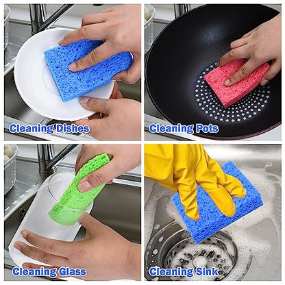 YoleShy 48 Pack Sponges Kitchen Natural Compressed Cellulose Sponges Durable Dish Sponge for Cleaning & DIY Reusable