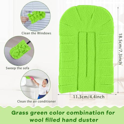 Zubebe 6 Pcs Duster Refill Reusable Fleece Duster Refills Feather Flat Dusters Multi Surface Washable Cleaning Pads Tools for Home, Blinds, Car, Pet, Furniture, Fans (Olive Green) - color: Olive Green