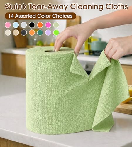KitchLife Microfiber Cleaning Cloth Roll, 100 Pack - Tear-Away Microfiber Paper Towels, Lint-Free, Reusable, Washable for Kitchen, Car, Dishes, and Sensitive Surfaces (Bean Green) - color: Bean Green, size: 100 Pack