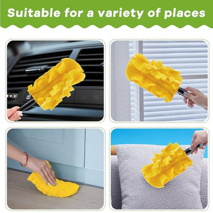 Zubebe 6 Pcs Duster Refill Reusable Fleece Duster Refills Feather Flat Dusters Multi Surface Washable Cleaning Pads Tools for Home, Blinds, Car, Pet, Furniture, Fans (Yellow) - color: Yellow