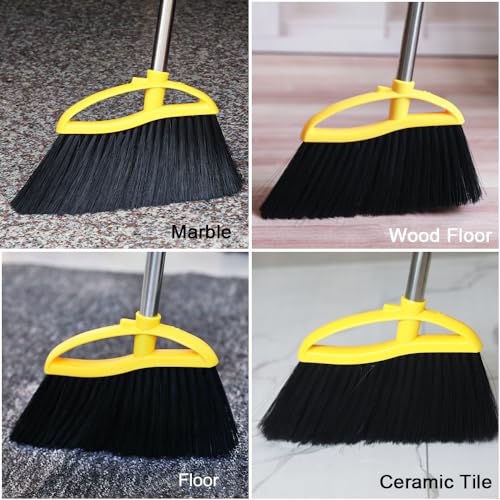 Gloffer Soft Bristles Broom for Indoor Sweeping, Household Cleaning Angle Broom with 55inch Long Handle for Home Office Hardwood Tile Floors Kitchen - style: Broom