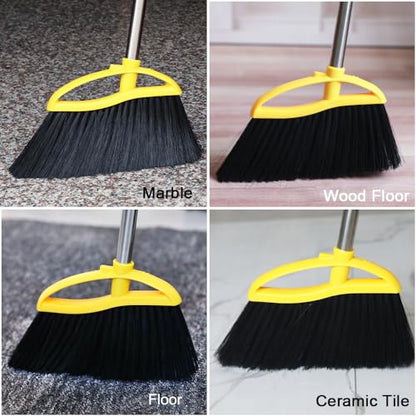 Gloffer Soft Bristles Broom for Indoor Sweeping, Household Cleaning Angle Broom with 55inch Long Handle for Home Office Hardwood Tile Floors Kitchen - style: Broom