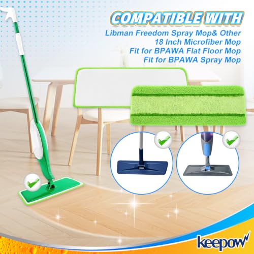 6 Pack Upgraded Spray Mop Refills for Libman Freedom Spray Mop, Washable Microfiber Pad Compatible with BPAWA Flat Floor Mop, Reusable Mop Pads - color: Green, 6 Pack