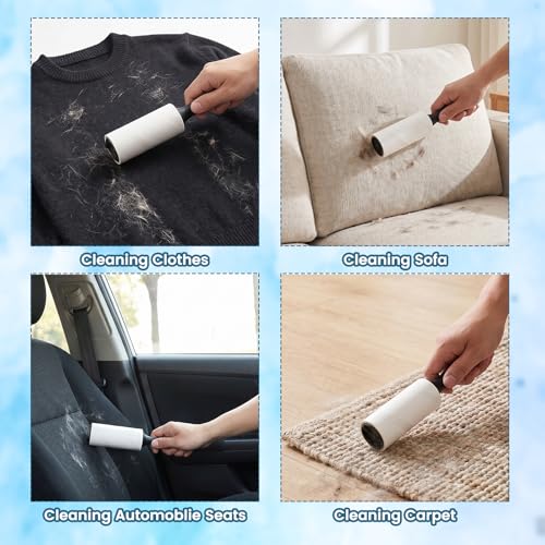 12 Rolls Compact Lint Rollers for Pet Hair Extra Sticky, Dog & Cat Hair Remover Lint Brushes for Clothes, Portable Travel Size Clothes Roller Brush for Home, Clothes, Bags, Furniture, Car Seat - size: 12 Pcs