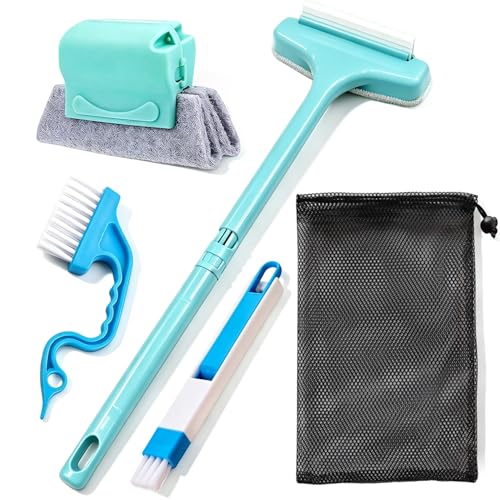 Window Track Cleaning Brush, 2-in-1 Groove Cleaning Tool with 3 Replaceable Pads, Multifunctional Gap Brush for Window Sills Sliding Door Tracks Corners, Household Dust Removal Cleaning Kit