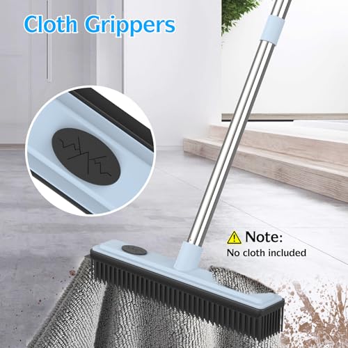 Rubber Broom Carpet Rake for Pet Hair Removal, Dog Hair Broom with 59" Adjustable Handle, Push Broom with Squeegee for Carpet, Hardwood Floor, Tile, Includes 1 Pet Hair Brush