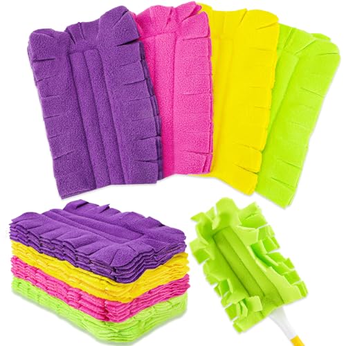 8 Pack Reusable Duster Pads Compatible with Swiffer Duster Refills, Washable Microfiber Dusting Cloths for Cleaning Home, Car, Pet, Furniture, Fans, Blinds