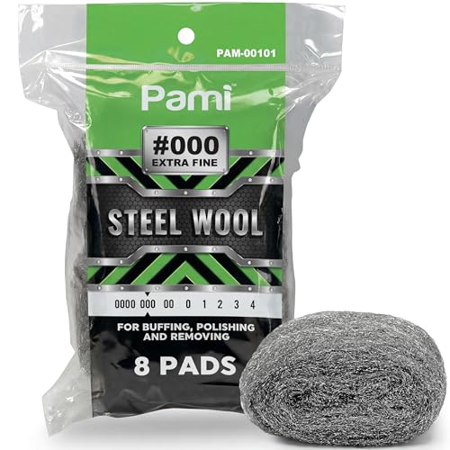 PAMI Non Scratch Ultra Smooth Grade 0000 Steel Wool Pads for Glass Cleaning (Pack of 8) (#000 - Extra Fine) - style: #000 - Extra Fine