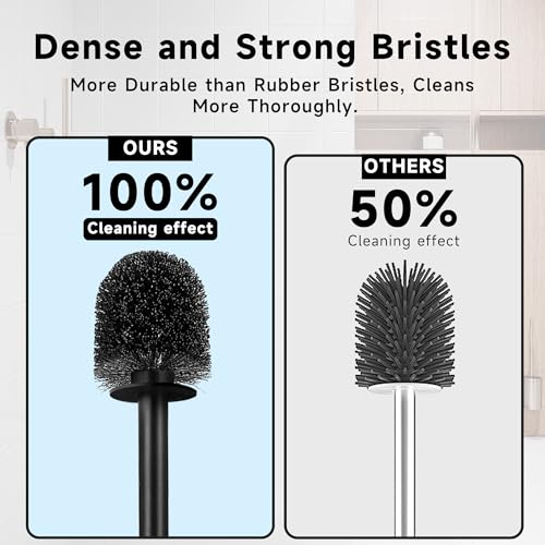 Toilet Brush and Holder Set, 2 Pack Toilet Bowl Brush with Long Non-Slip Handle, Deep Toilet Cleaner Brush, Toilet Scrubber, Black - size: 2 Pack