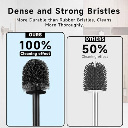 Toilet Brush and Holder Set, 2 Pack Toilet Bowl Brush with Long Non-Slip Handle, Deep Toilet Cleaner Brush, Toilet Scrubber, Black - size: 2 Pack