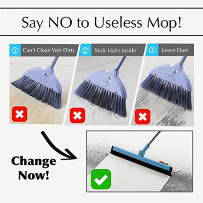 33.5in Rubber Squeegee with Long Handle for Bathroom Tile, Household Floor Squeegee Broom for Shower Bathroom Kitchen Home Tile Pet Hair Fur Floor Marble Glass Window