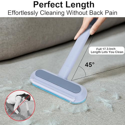 No Kneeling Pet Hair Remover – 4-in-1 Reusable Tool for Dog & Cat Hair, Extra Long Handle (23.4") for Under Furniture, High Windows & Hard-to-Reach Areas – Back-Saver, 1-Pack - size: Extra Long Handle
