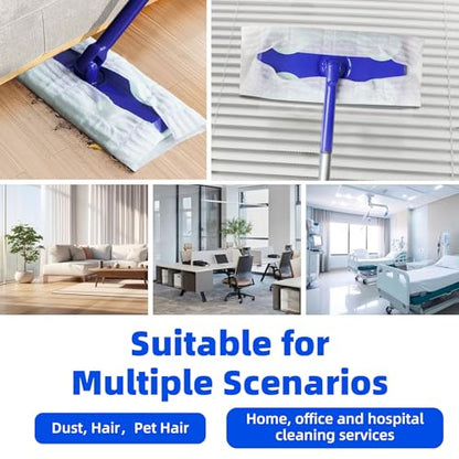 Disposable Dry Sweeping Cloths for KZKR Push Clamp Mop，Compatible with Swiffer Sweeper – 60 Count, 8.6" x 11.8" Refill Pads for Floor Mopping, Dusting & Daily Cleaning (Mop Not Included) - size: 8" x 12" Dry Sweeping Cloths