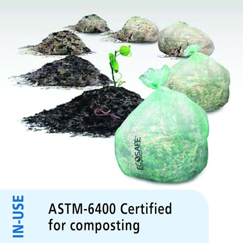 Stout by Envision Compostable Trash Bags, 13 Gallon 24" x 30", 45 Bags Per Case, ASTM6400, Green Bags, Made in America (E2430E85)