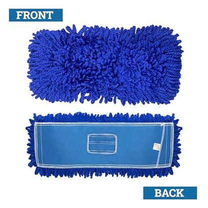 KLEEN HANDLER 6 Pack of 18 Inch Microfiber Dust Mop, Large Washable Commercial Mop Head Replacement, Sweeper, Janitorial Dust Mops, Blue - color: Blue - 18 Inch, size: 6 Pack