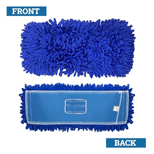 Kleen Handler 18 inch Microfiber Dust Mop | Small Washable Commercial Mop Head Replacement, Pack of 3 - color: Blue - 18 Inch, size: 3 Pack
