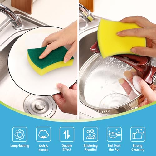 AIDEA Sponges Kitchen, 50 Pack Heavy Duty Dish Sponge, Cleaning Dish Scrubber Sponge for Home and Kitchen, Stink-Free Cleaning Supplies for Pots, Pans - style: Butterfly Shape