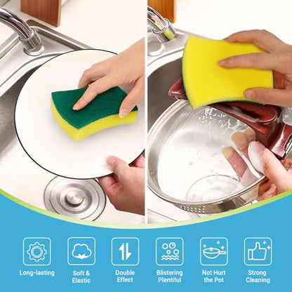 AIDEA Sponges Kitchen, 50 Pack Heavy Duty Dish Sponge, Cleaning Dish Scrubber Sponge for Home and Kitchen, Stink-Free Cleaning Supplies for Pots, Pans - style: Butterfly Shape