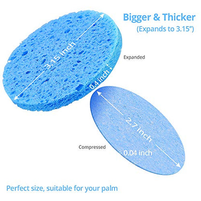 Natural Facial Cleansing Sponges- 20 Count Compressed Facial Sponges Cellulose Reusable Soft Cosmetic Esponjas para Faciales for Professional Makeup Removal, Facials Spa, Exfoliator, Skin Massage111 - color: Blue